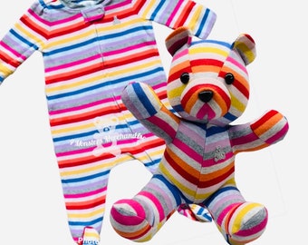 One Sleeper Memory Bear, Keepsake Bear, Memorial/ Personalized Baby Gift, Custom, Handmade teddy Bear,   Bear from baby clothes