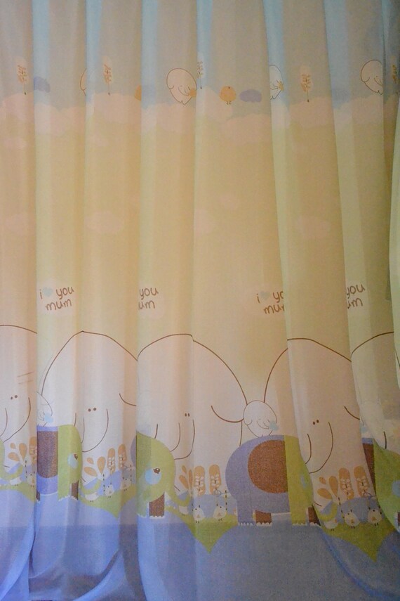 Sheer Curtain Fabric Elephant Print Tulle Fabric By The Yard Etsy
