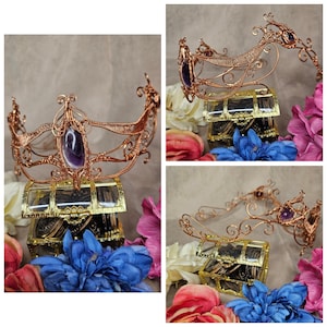Amethyst tiara made with copper wire