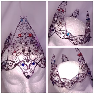 Fairy queen/ king purple coated copper wire and beaded crown for ballet, festival and cosplay