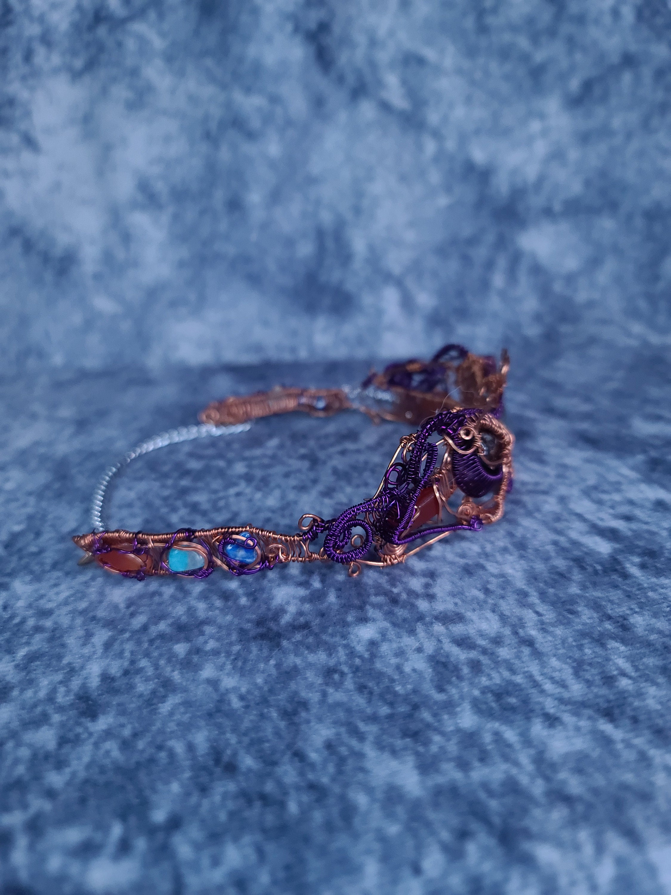 ラブラドライトの紫と銅のチョーカー - Etsy 日本