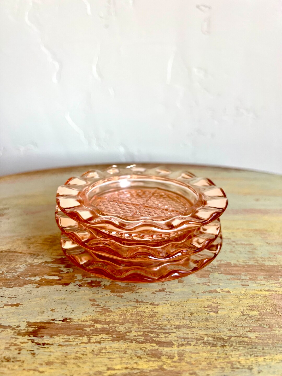 VINTAGE ASHTRAYS, Depression Glass Light Pink 1930s Glassware Etsy