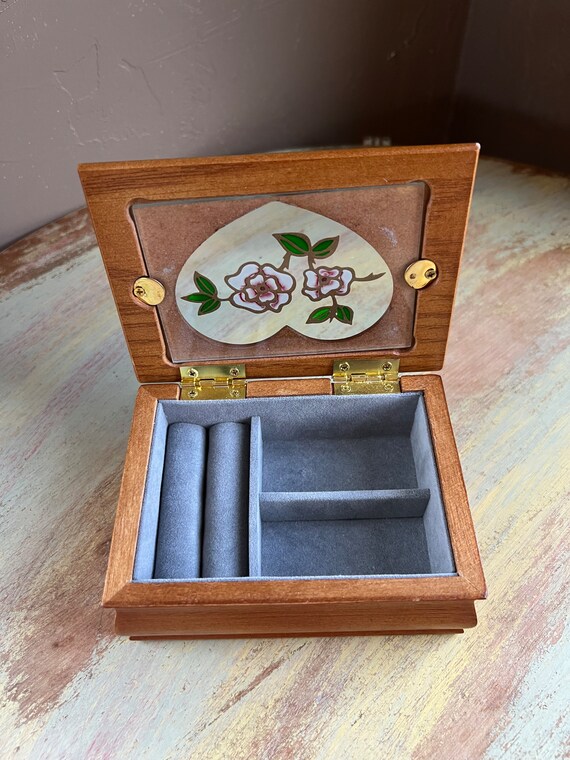 Vintage Rose Wooden Jewelry Box, Cute Jewelry Box… - image 6