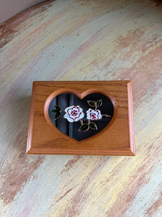 Vintage Rose Wooden Jewelry Box, Cute Jewelry Box… - image 3