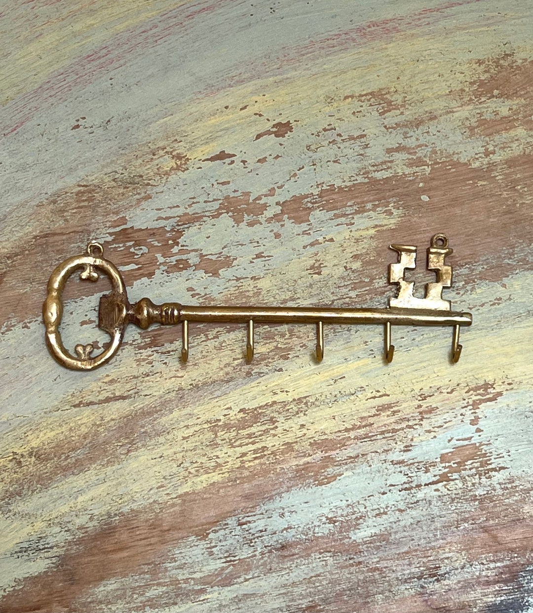 VINTAGE BRASS Key Holder With Hooks 1970s Brass Decor Etsy
