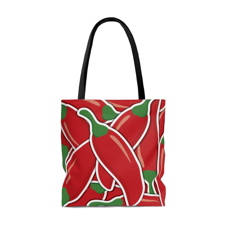 Canvas Shopping Bag Beach Bag Handbag Funky Vegetable Red Chili Chilli Pepper Tote Bag