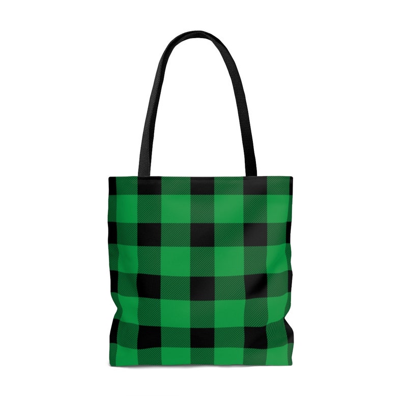 Plaid Check Canvas Flannel Alaska Handbag Green Buffalo Plaid Tote Bag Tartan Gingham Shopping Bag Beach Bag