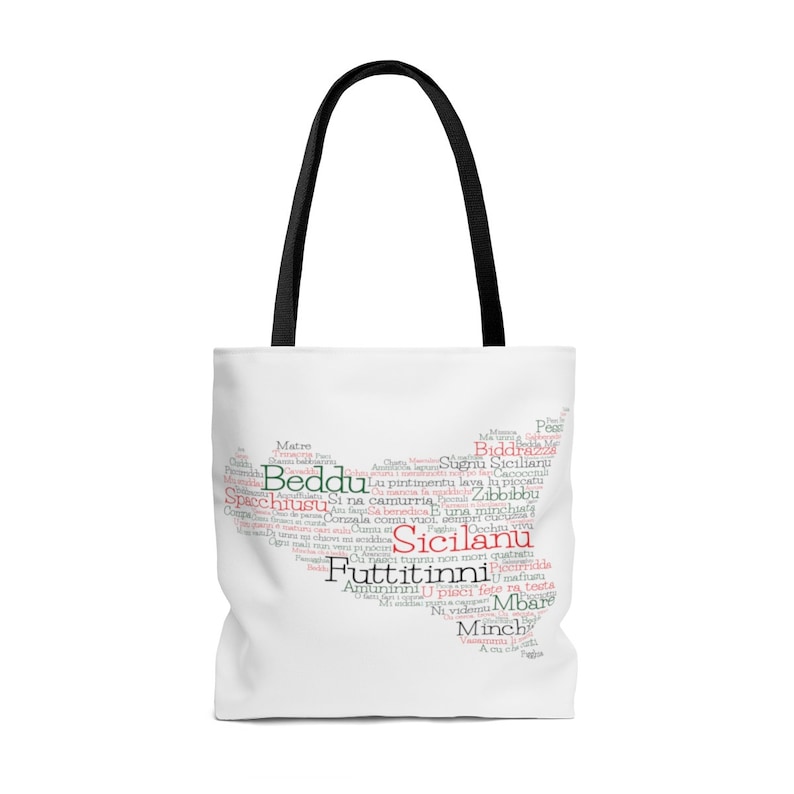 Shopping Bag Sicily Sicilian Word Art Map Sicilian Word Art Map Tote Bag Beach Bag Gift Italy Canvas Handbag