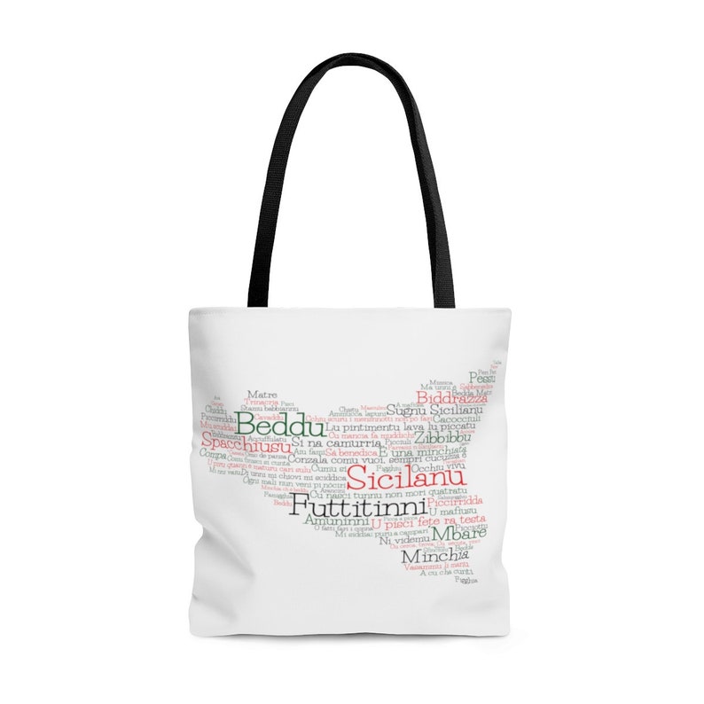 Shopping Bag Sicily Sicilian Word Art Map Sicilian Word Art Map Tote Bag Beach Bag Gift Italy Canvas Handbag