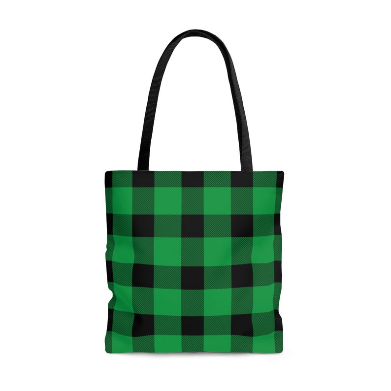 Plaid Check Canvas Flannel Alaska Handbag Green Buffalo Plaid Tote Bag Tartan Gingham Shopping Bag Beach Bag