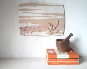 Cactus wall art, ceramic sculpture, housewarming gift, southwest decor, handmade prickly pear art