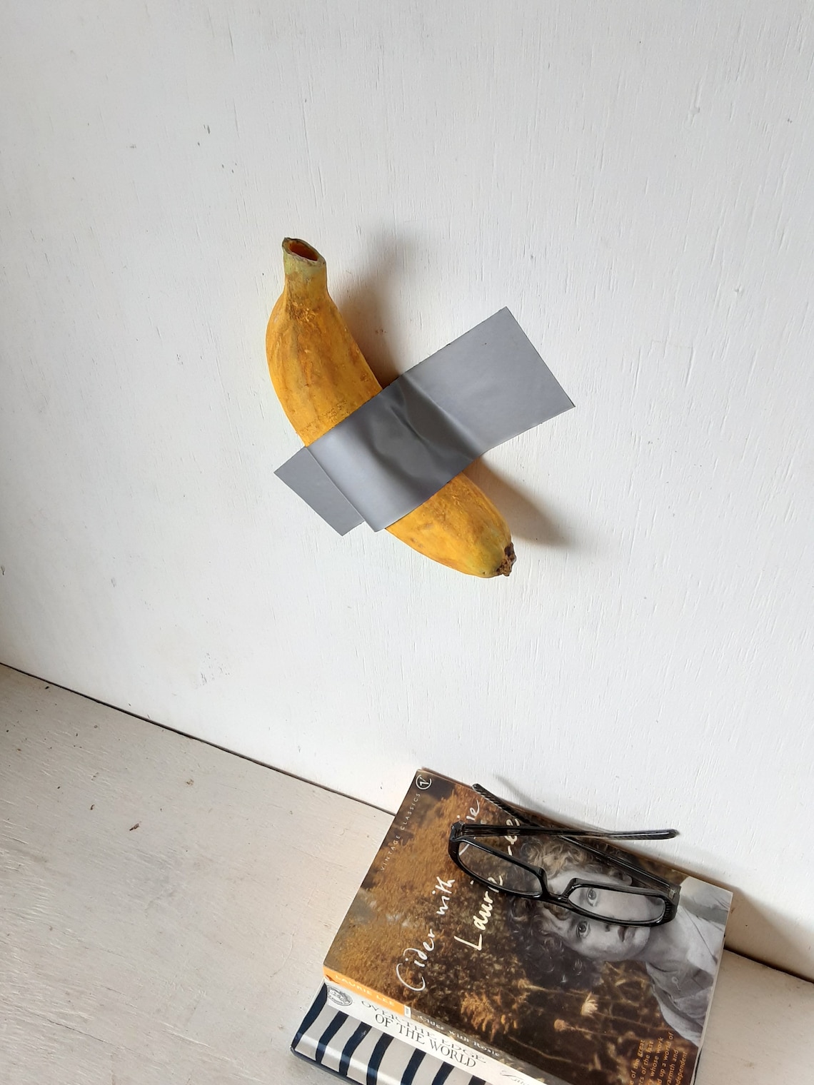 Banana Duct Taped to Wall Yellow Sculpture Duct Tape Banana Etsy