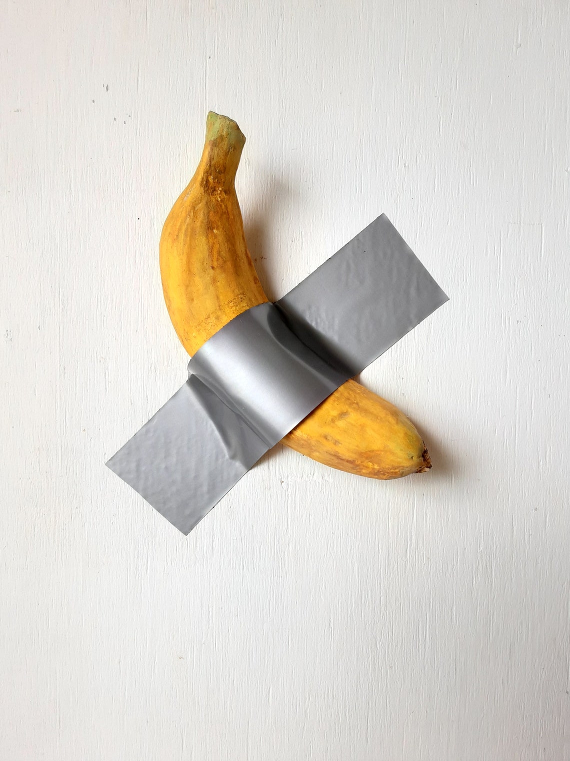 Banana Duct Taped to Wall Yellow Sculpture Duct Tape Banana Etsy