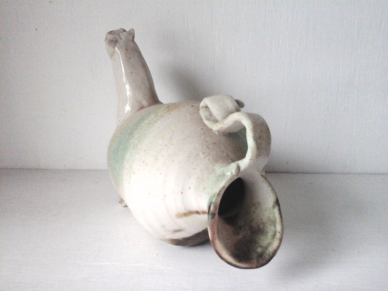 ancient style vessel Green pottery cat ceramic lioness sculpture gray-green feline decor catlover gift made in Australia