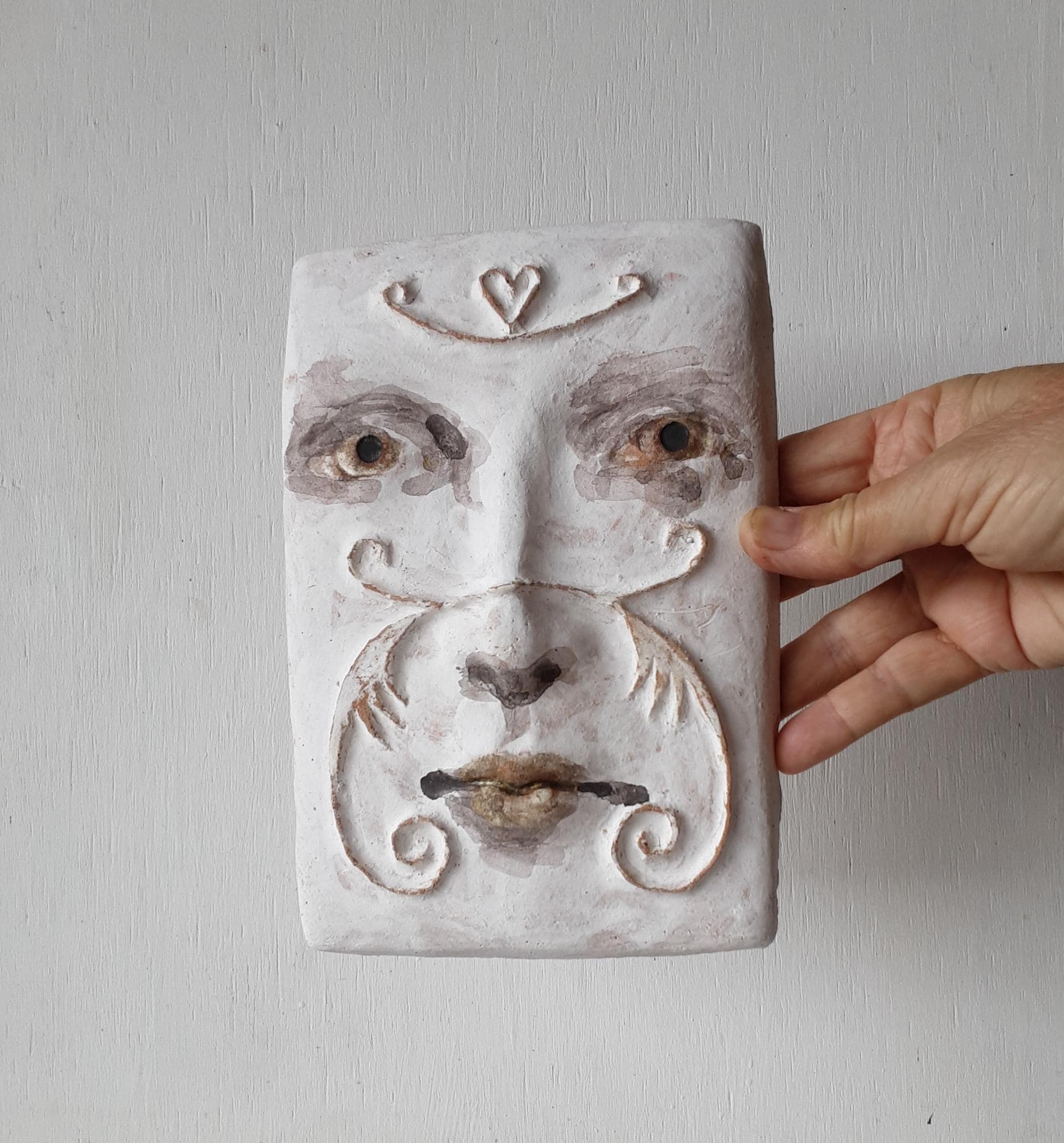 Female face wall mask sculpture with Florentine style flourishes, Italian art lover gift, No.8