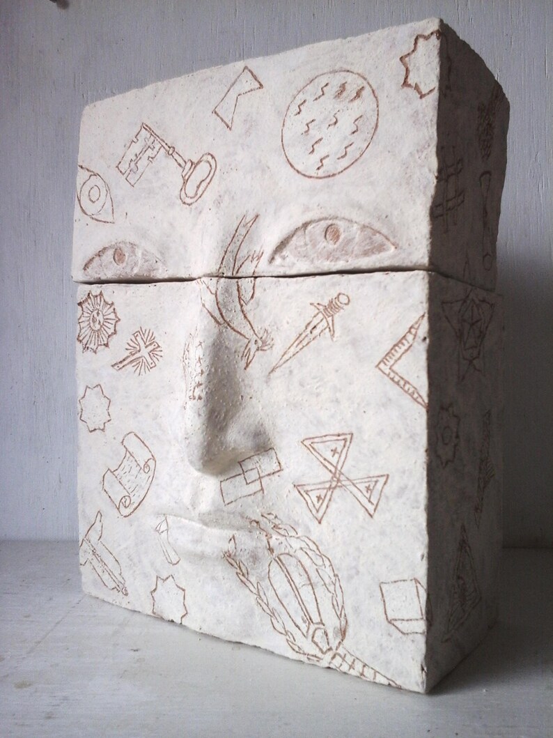 Modern sculpture head white bookends white ceramic face with Etsy