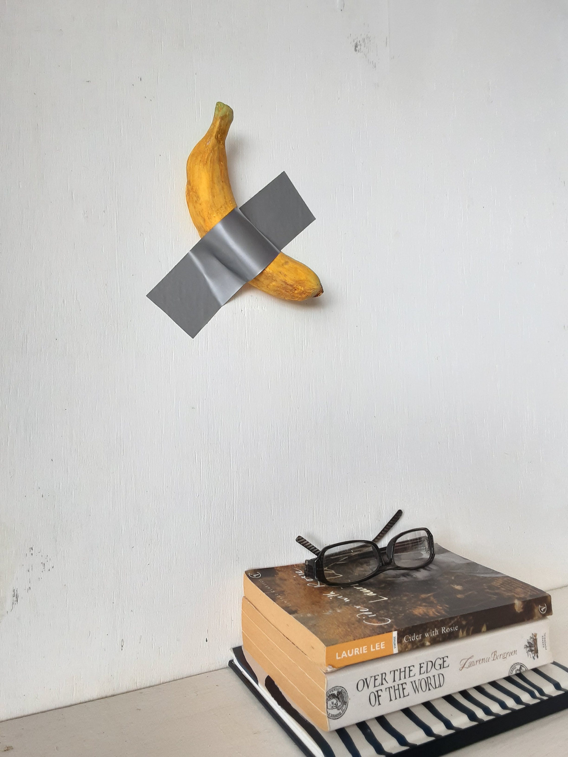 Banana Duct Taped to Wall Yellow Sculpture Duct Tape Banana Etsy