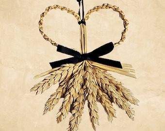 Wheat weaving - straw wall decor - corn dolly - Heart's Desire - beardless straw - Valentine