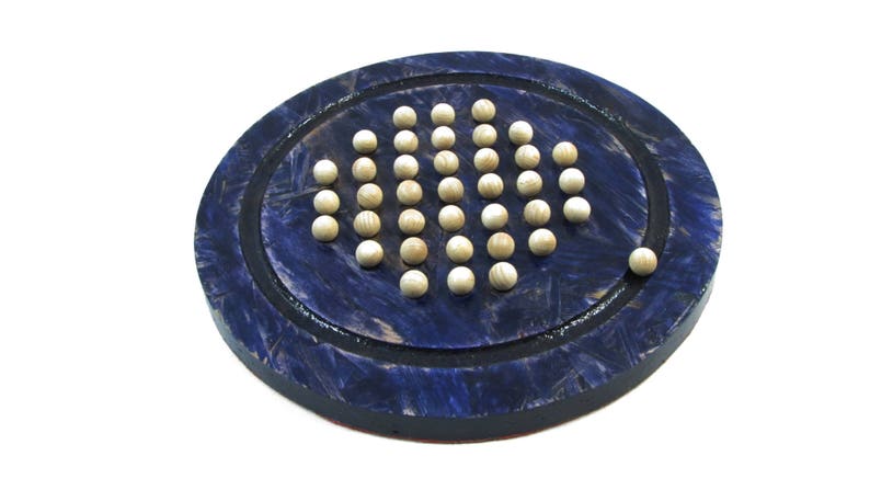 Solitaire blue reconstituted stained wooden board game