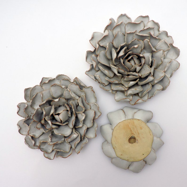Ceramic Flower Wall Tile White Dahlia Flower Wall Art Etsy