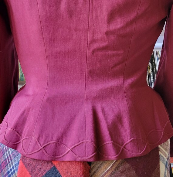 1940s Dramatic Silk Taffeta Peplum Suit