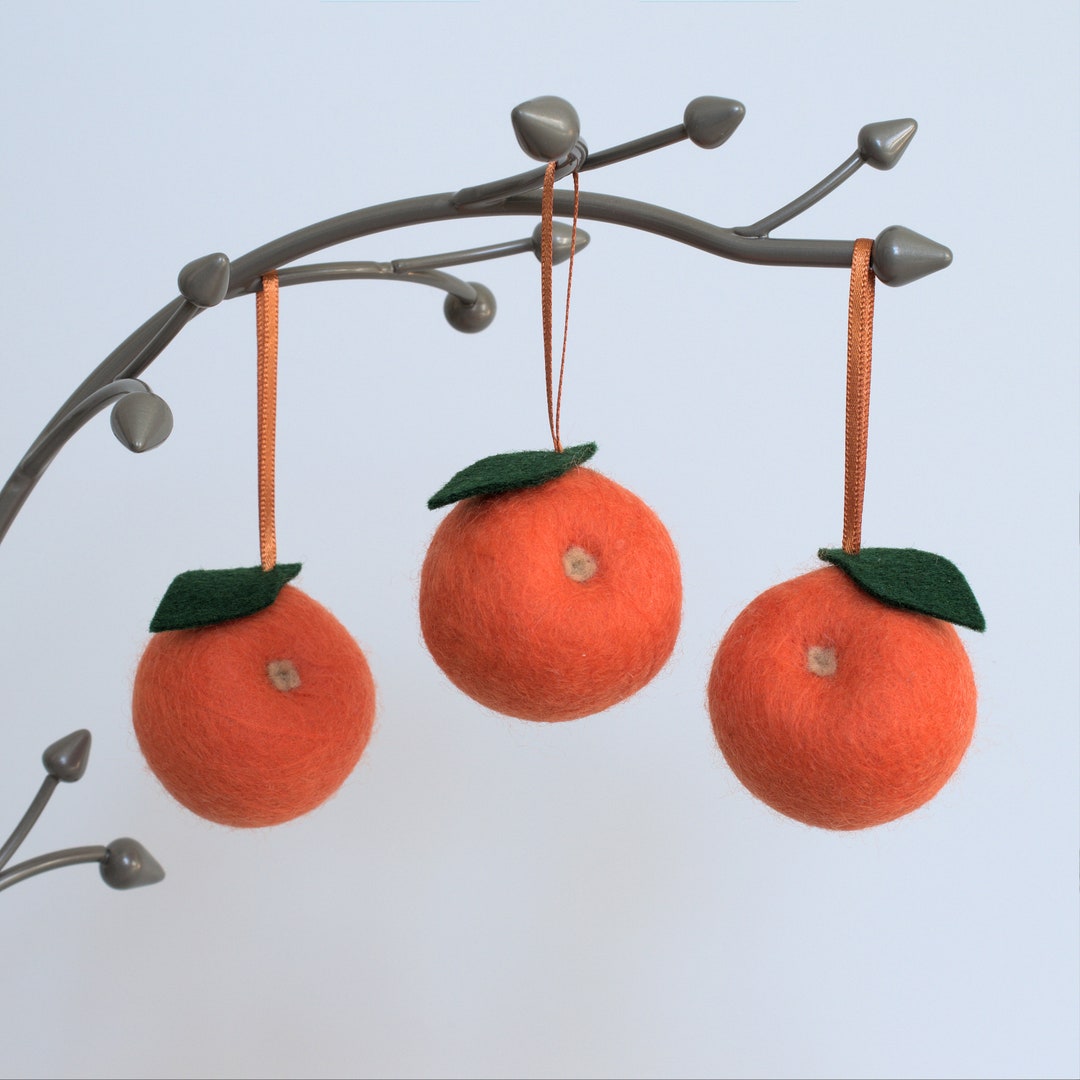 Felt Orange Set. Three Clementine Hanging Decorations. Etsy