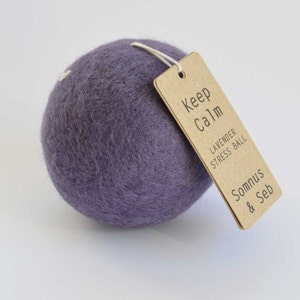 Dried Lavender Stress Ball Desk accessory Office decor Stress relief office toy Paperweight Aromatherapy wool felt ball Relax Keep Calm image 4