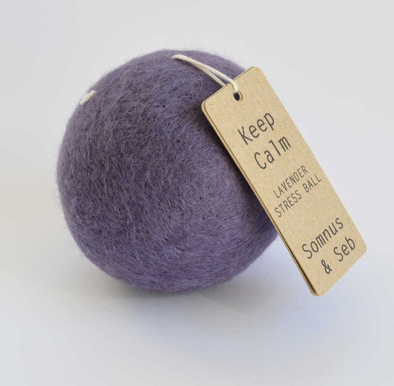 Dried Lavender Stress Ball Desk accessory Office decor Stress relief office toy Paperweight Aromatherapy wool felt ball Relax Keep Calm image 4