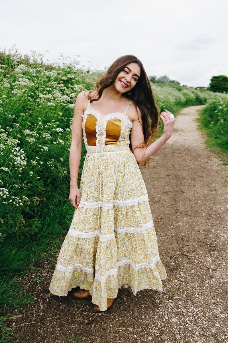 Buy Darcy Maxi Dress in Saffron Bloom Yellow Online in India - Etsy