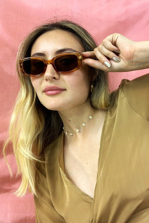 Thin 70s Cat Eye Sunglasses Dark Amber Etsy Australia