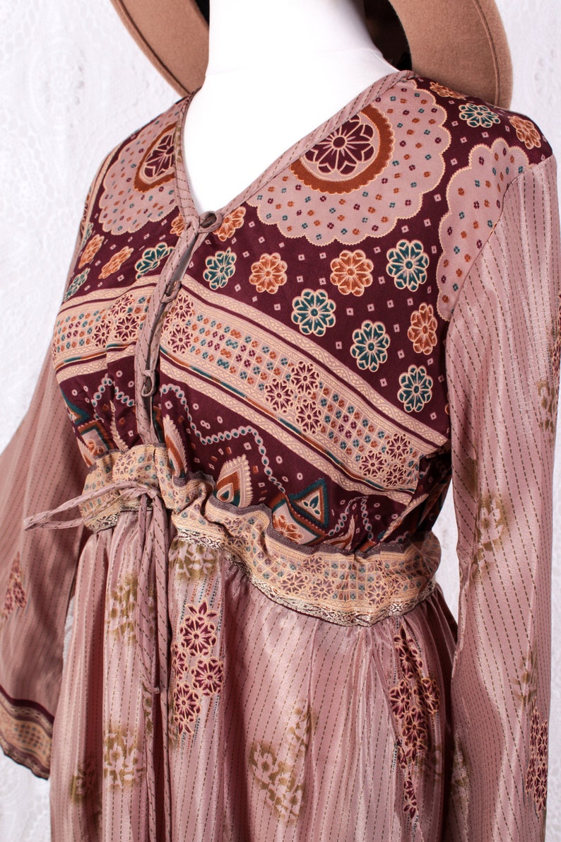 Lily Maxi Dress Size SM Iced Mocha /& Maroon Vintage Sari