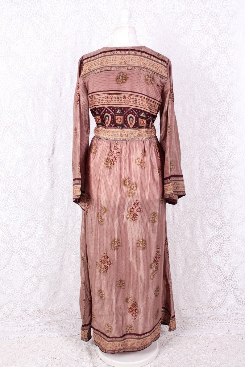 Lily Maxi Dress Size SM Iced Mocha /& Maroon Vintage Sari