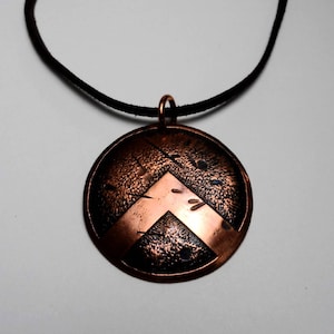 Battle Worn Spartan Shield Pendant - Aged Copper - Genuine Leather - Greek Shield - 300 - Leonidas