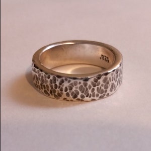 Sterling Silver Ring - 6mm Wide - Hammered Dimple Finish - Wedding Band - Solid .925 Sterling Silver