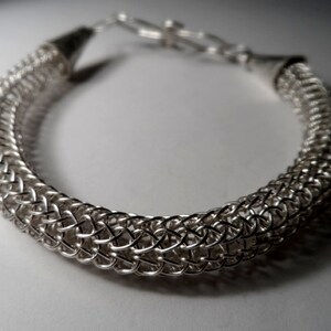 Fine Silver Viking Knit Bracelet Polished Traditional Genuine .999 Fine Silver Vikings Ragnar Odin Thor Floki image 4