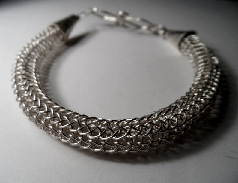 Fine Silver Viking Knit Bracelet Polished Traditional Genuine .999 Fine Silver Vikings Ragnar Odin Thor Floki image 4