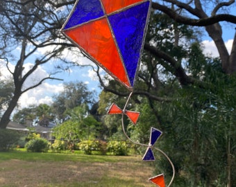 Large Whimsical Kite Stained Glass Suncatcher UF Gators