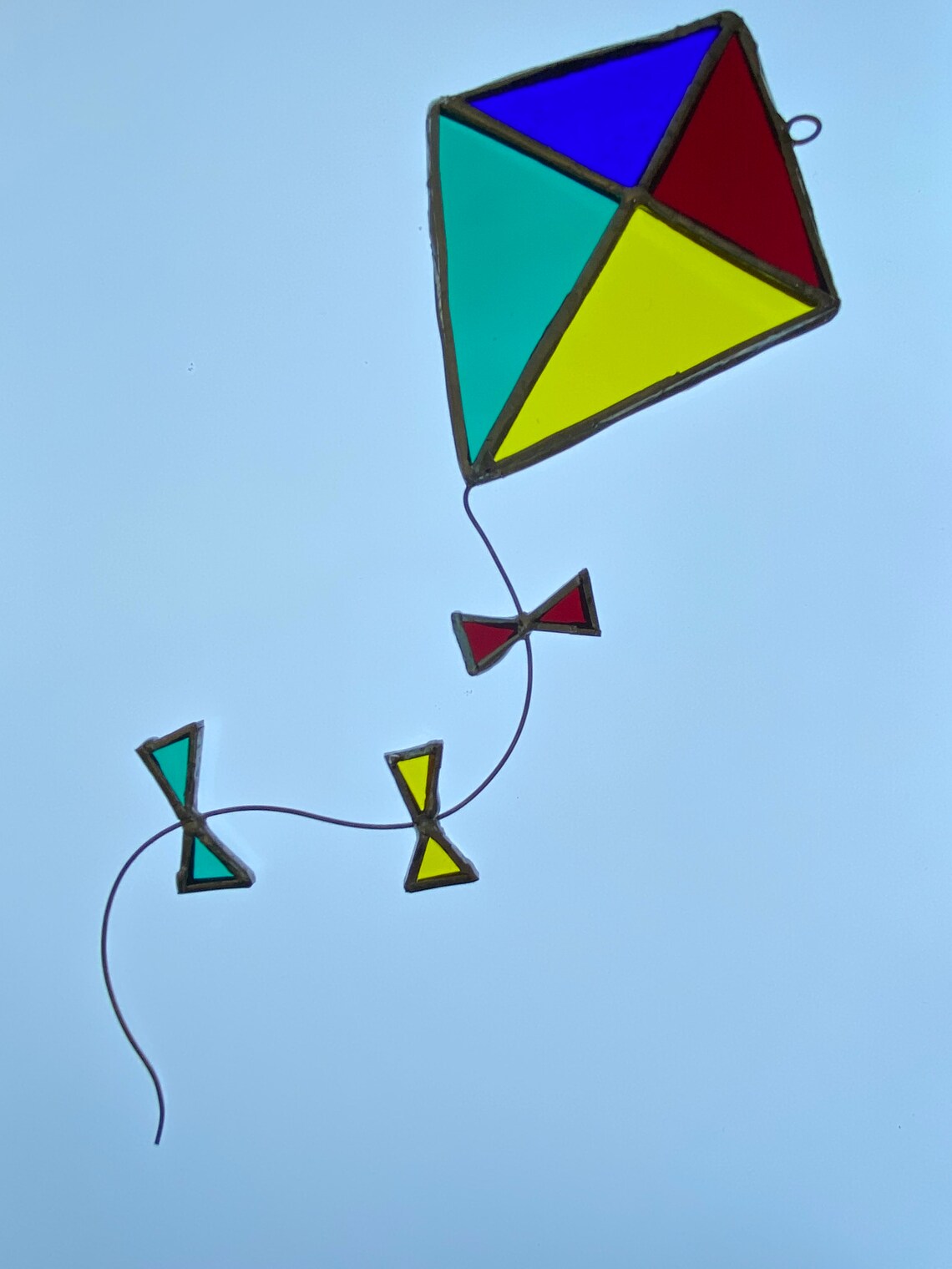 Whimsical Kite Suncatcher Stained Glass Red Blue Yellow Etsy