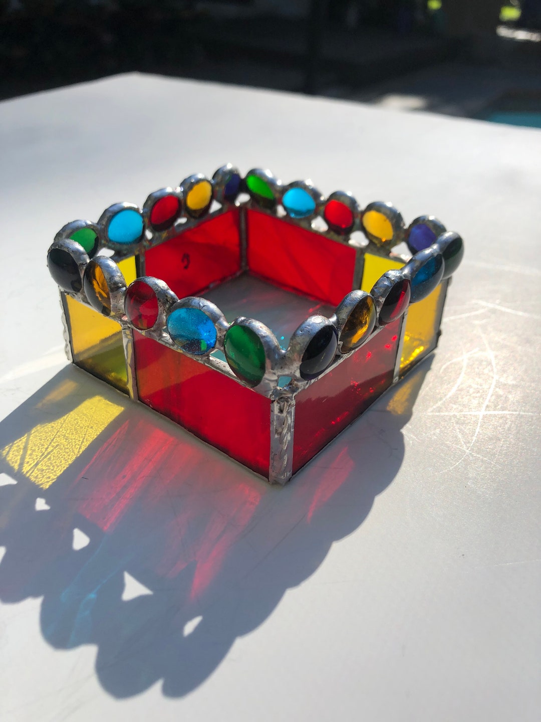 Catch All Adorable Stained Glass Dresser Top Tray Etsy