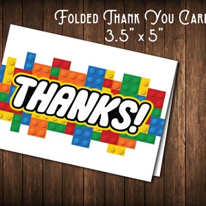 Brick/Building Blocks Thank You Card: DIY Printable Design Template for Download