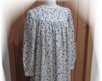 Ladies Size 10 - Flannel Nightgown in Primrose Floral - 100% Cotton Flannel