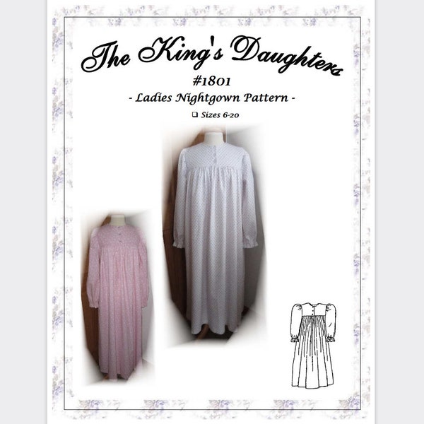 Pattern #1801 - Ladies Nightgown - w/Nursing Option - by The King's Daughters