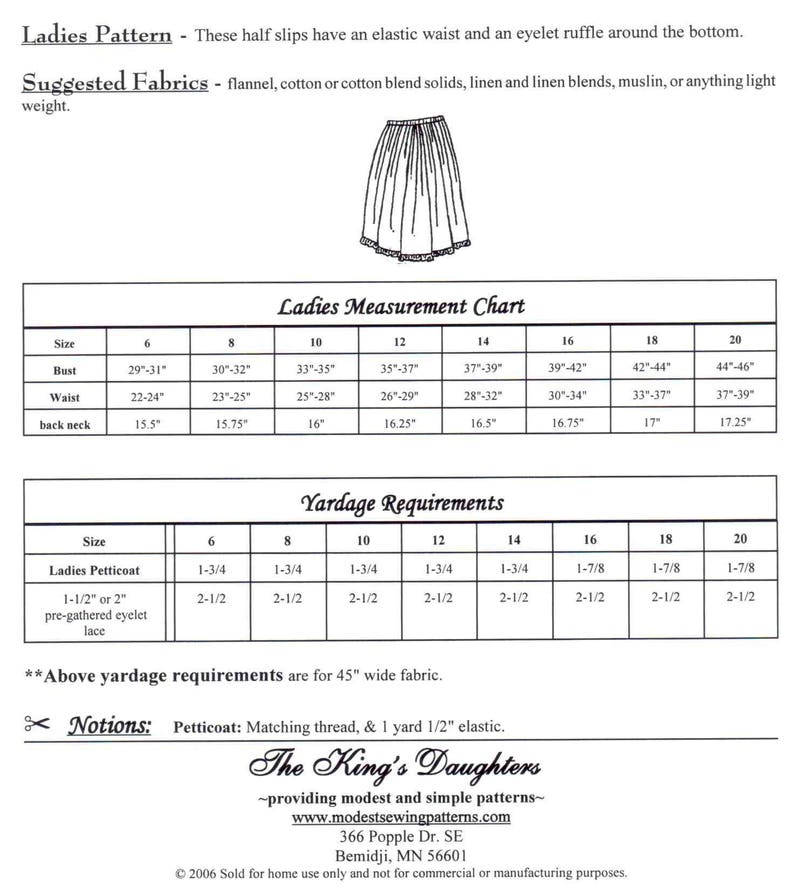 Ladies Petticoat / Half Slip Sewing Pattern by the Etsy