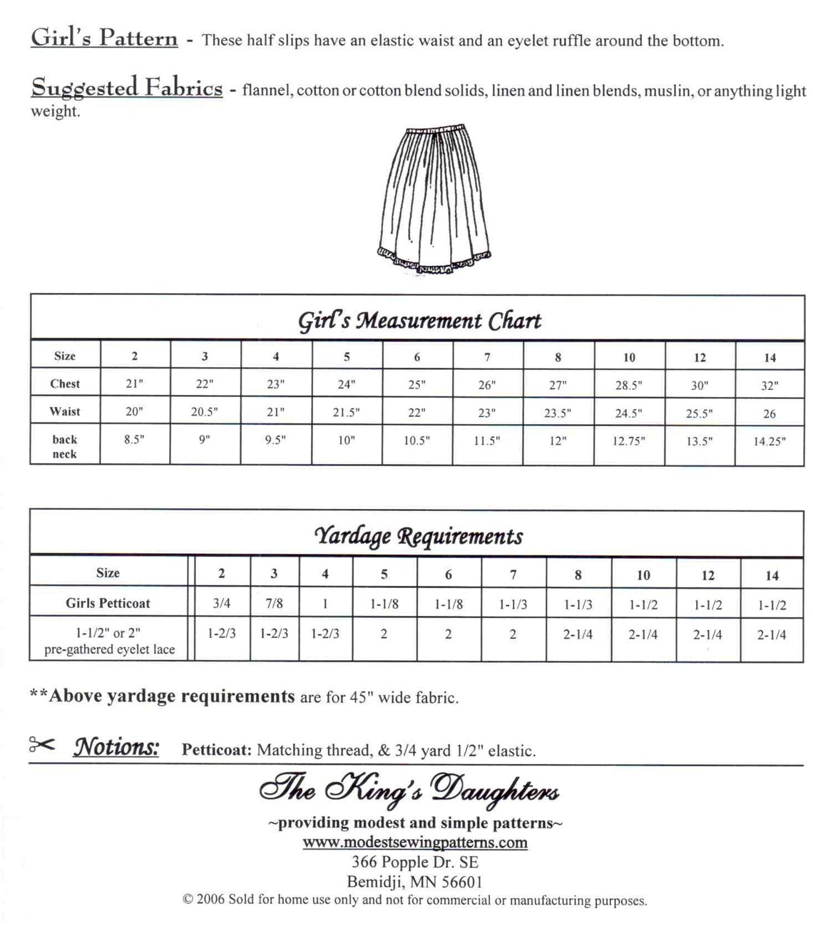 Girls Petticoat / Half Slip Sewing Pattern by the King's Etsy