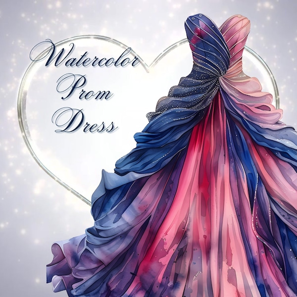 Watercolor Prom Dress Clipart | Digital Download | Commercial Use | Fantasy Clip Art | Bridesmaid Clipart | Prom Dress | Fashion Clip Art