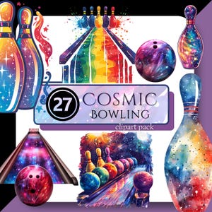 BOWLING PNG Clipart kosmisch plezier Bowling kunstcollectie ruimte partij planeet sterren illustratie hoge kwaliteit png digitale download commercieel gebruik
