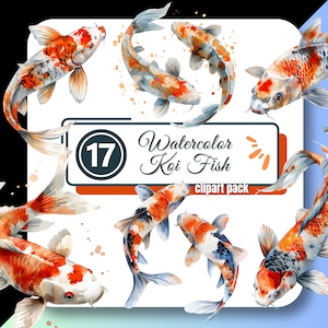Watercolor Koi Fish Clipart Goldfish Japanese Carp Karp Japan Clip Art Junk Journal PNG Digital Download Commercial Use  Creators & Crafters
