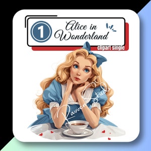 Alice in Wonderland Clipart, Fantasy png, Watercolor Clip Art, Tea Party Hearts, Instant Download Commercial Use for Creatives and Crafters