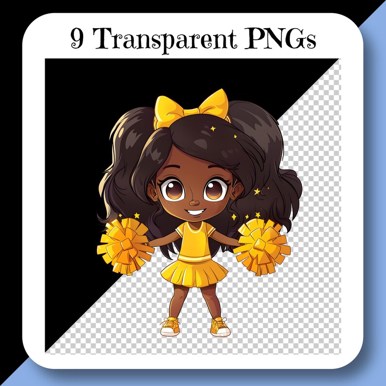 Chibi CHEERLEADER Clipart Set E PNG, Girl Cheer, Crafting Digital ...