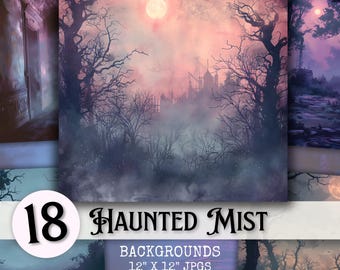 Haunted Watercolor Background: Halloween Digital Paper (12"x12" JPG Pack) (Commercial Use) (Digital Download)